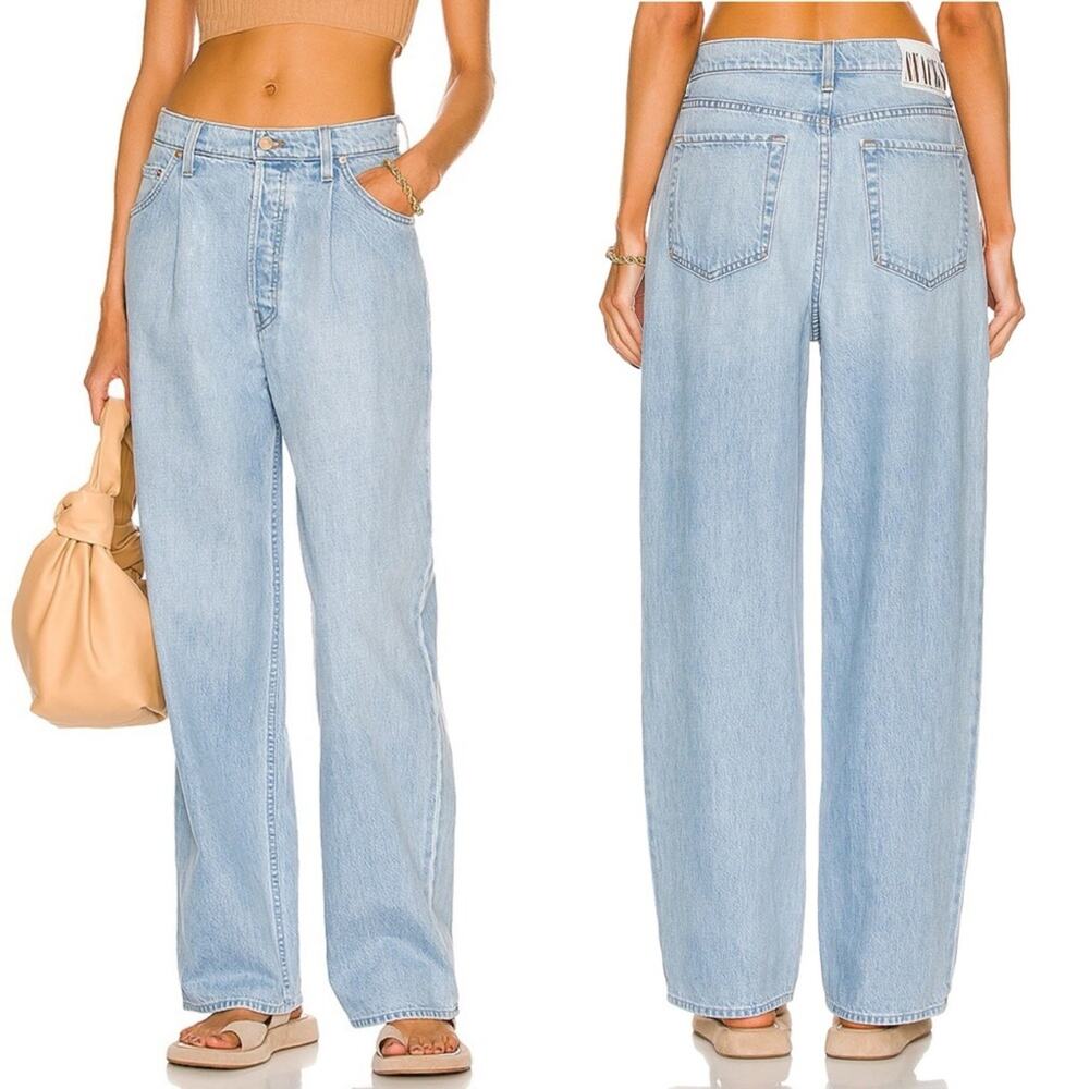 MOTHER Snacks The Pleated Fun Dip Puddle Wide Leg Jeans Slouchy Baggy Size 28